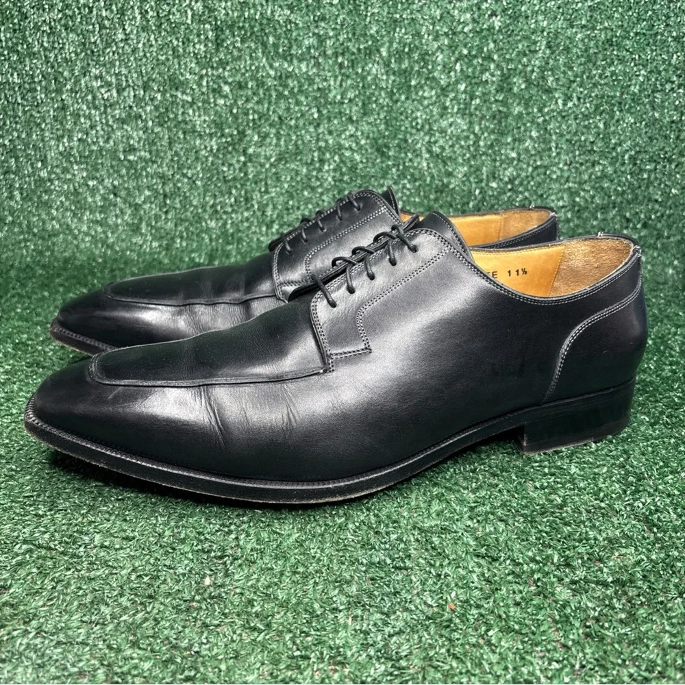 Santoni Men's‎ US Sz 12.5 EE Black Leather Derby Shoes Made In Italy MSRP $1000+